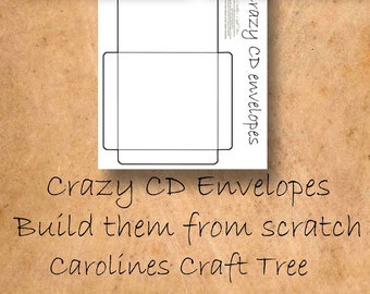 junk journal CD envelope template digital kit download, journaling, printable, diy, scrapbook, crafts, dvd,