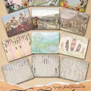 gypsy boho boho junk journal kit numérique, téléchargement instantané, éphémère, scrapbooking, imprimable, embellissement, techniques mixtes, journalisation
