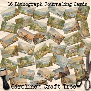digital kit 1876 Lithograph junk journal cards, journaling, instant download, ephemera, scrapbooking, printable, embellishment