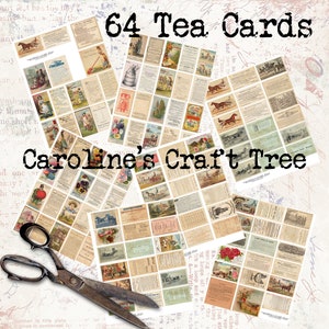 cartões digitais de chá agrícola vintage, baixar coisas efêmeras, diários indesejados, registro no diário, scrapbooking, artesanato, mídia mista, embelezamento