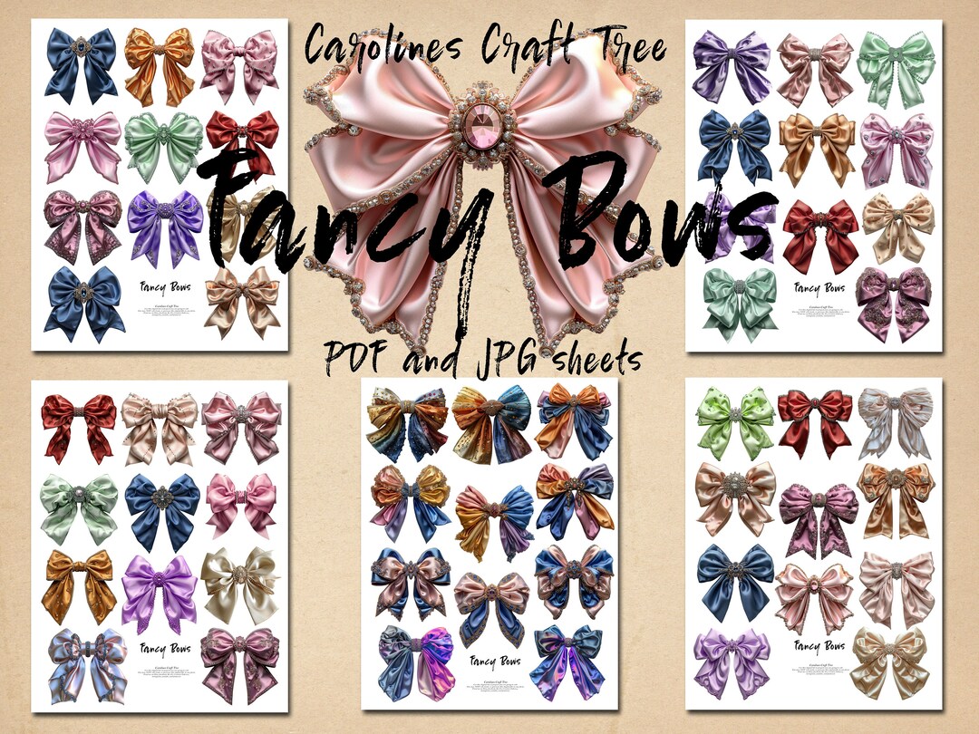 Fancy Bows Cutouts Digital Junk Journal Kit, Instant Download, Ephemera ...