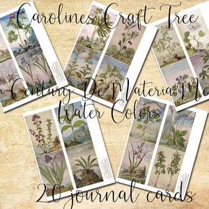 water color vintage herbal theme digital journaling cards, journals, instant download, ephemera, junk journal, scrapbooking, embellishment