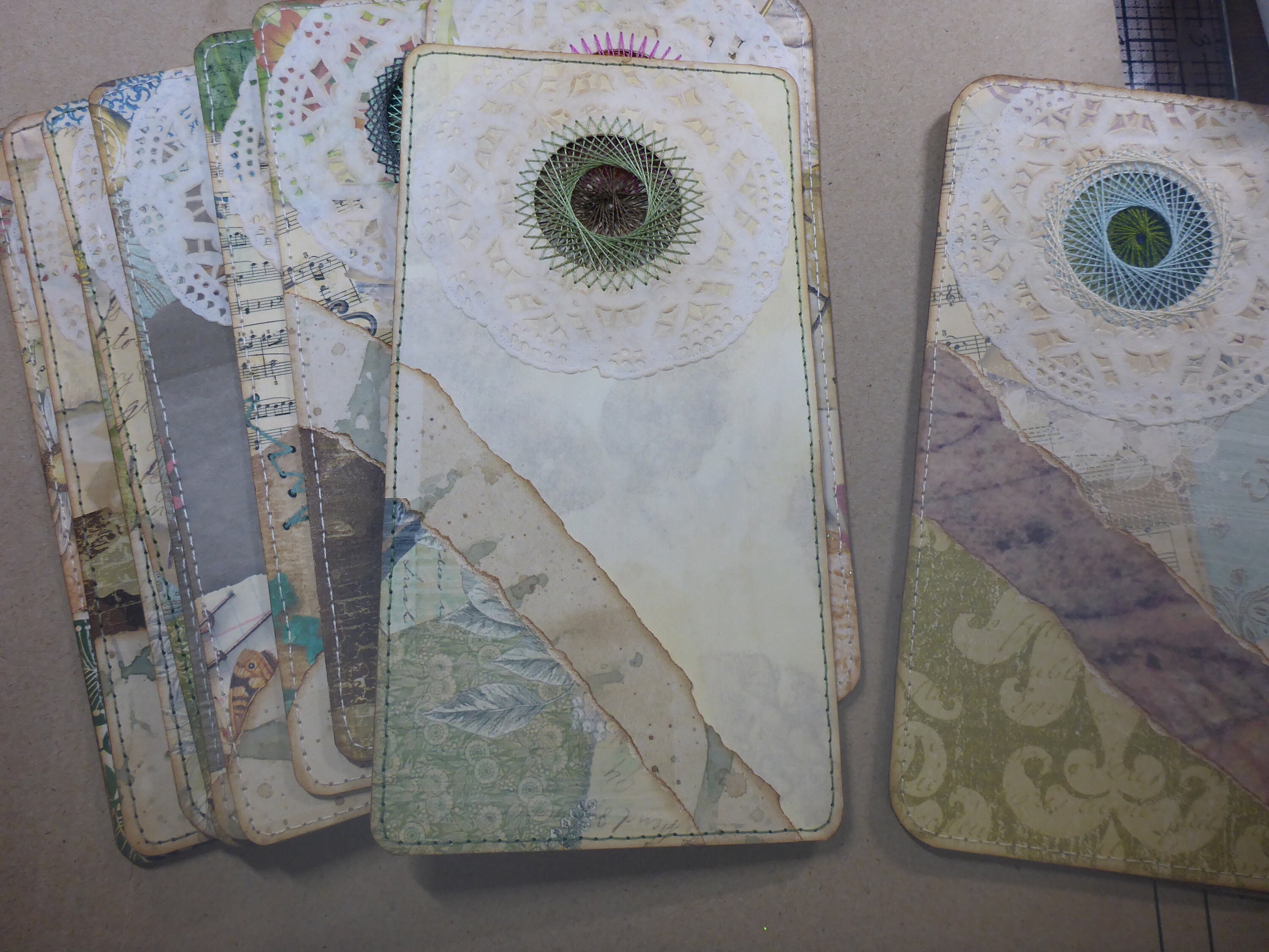 Hand Stitched Junk Journal Card Set With Pockets Tags Etsy