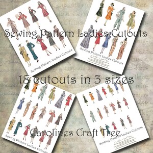 vintage pattern lady cutouts for junk journals, instant download, ephemera, journaling, scrapbooking, printable, embellishment, crafts,