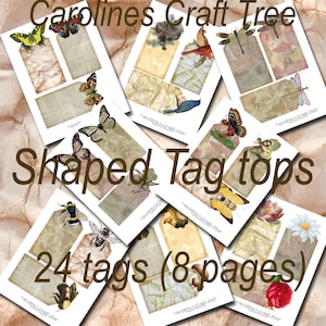 shaped tags digital journaling set, instant download, ephemera, junk journal, scrapbooking, printable, embellishment, crafts, journal cards