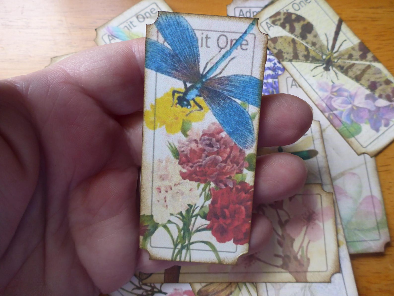 Printable Dragonfly Tickets Vintage Flower, Download Ephemera, Junk ...