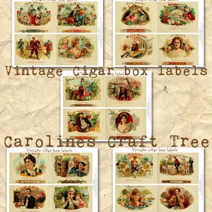 cigar box labels junk journal digital kit cards, journaling, instant download, ephemera, scrapbooking, printable, embellishment, paper craft