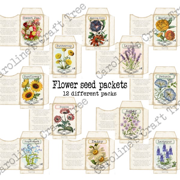 Flower Seed Packets Etsy