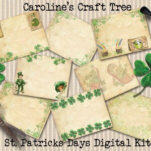 st patricks digital journal kit, journaling set, instant download, ephemera, junk journal, scrapbooking, printable, embellishment, crafts