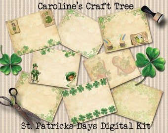 st patricks digital journal kit, journaling set, instant download, ephemera, junk journal, scrapbooking, printable, embellishment, crafts