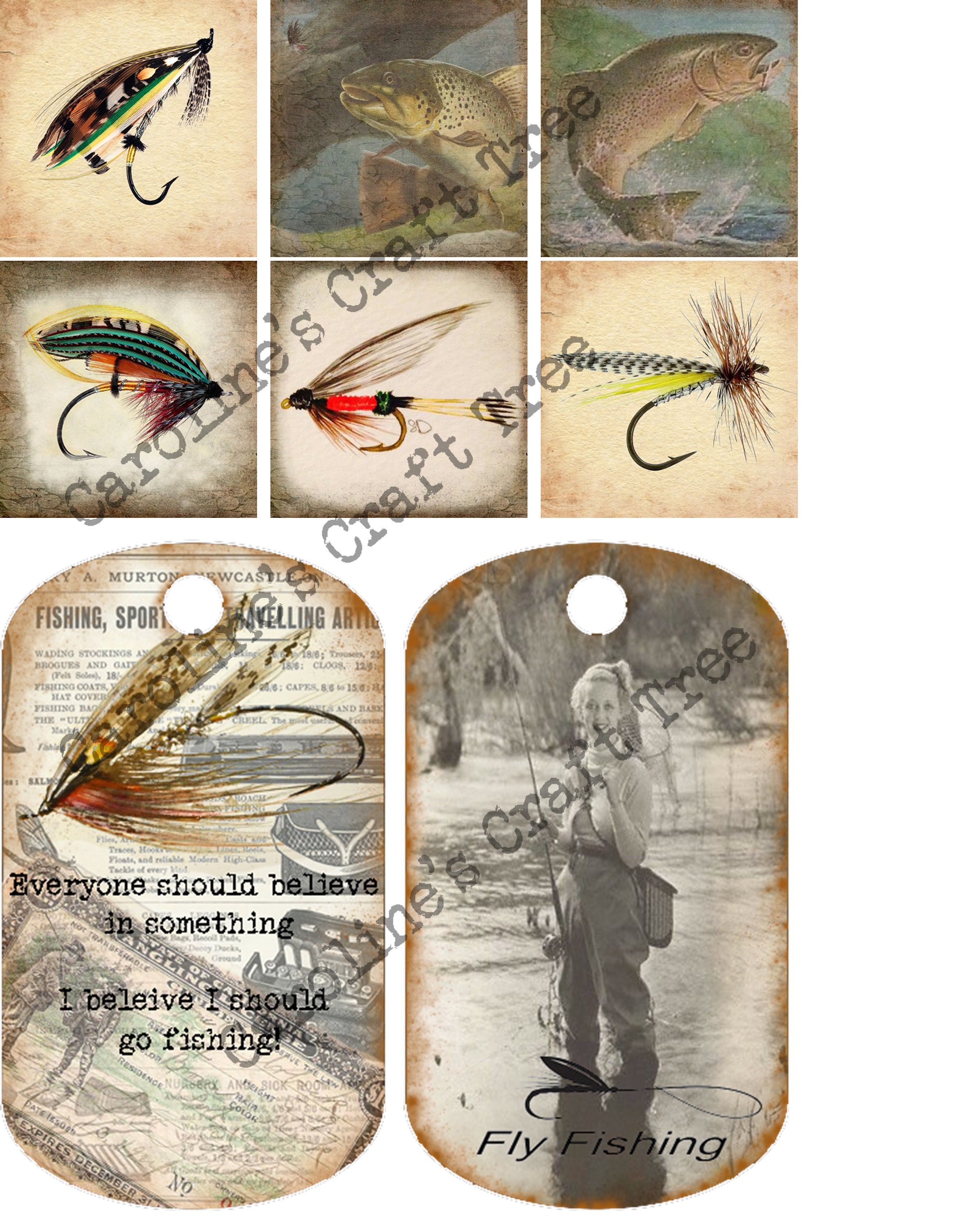 Fly Fishing Journaling Set Instant Download Ephemera Junk Etsy