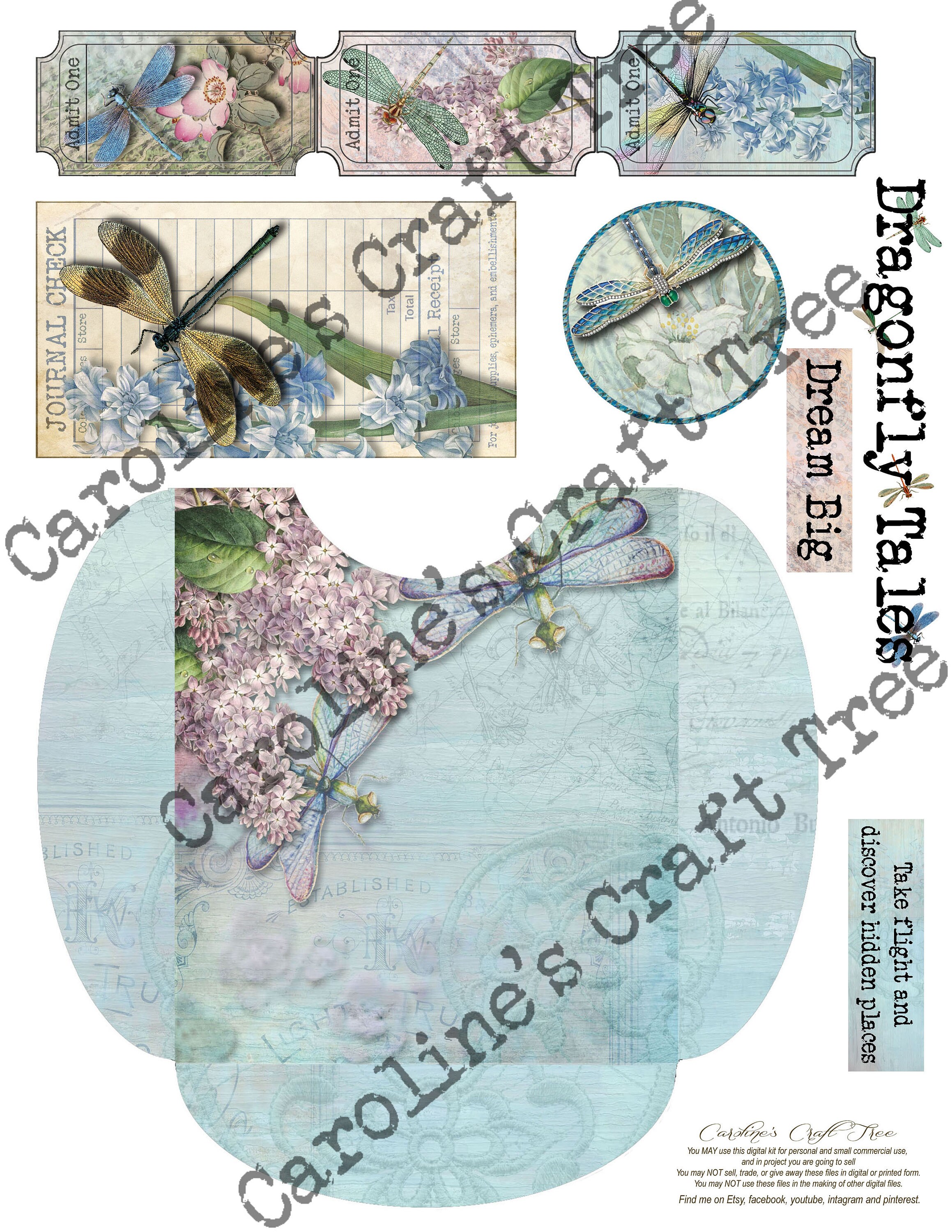 Dragonfly Digital Junk Journal Printable Kit Journaling Set | Etsy