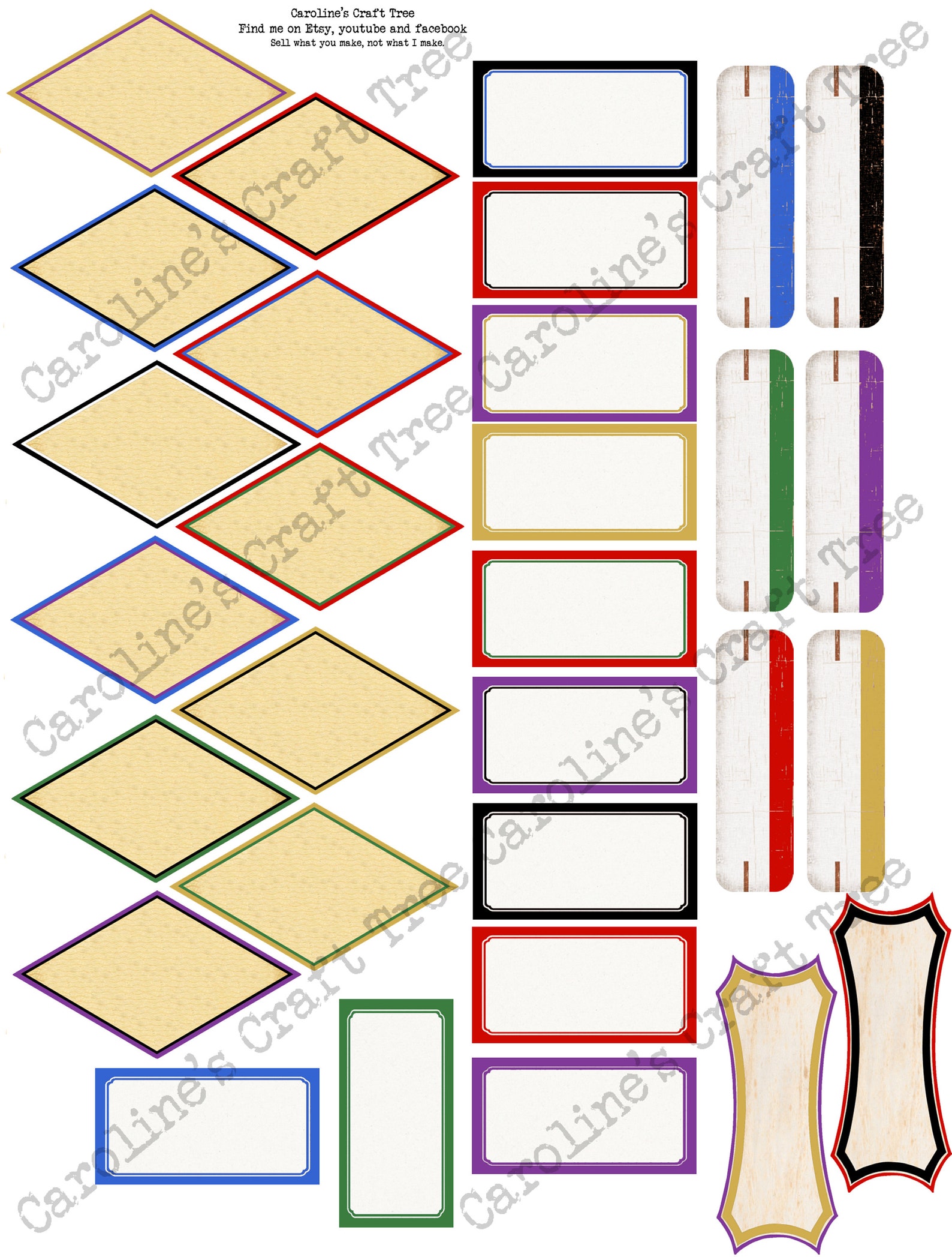 Labels Vintage Style Printable Instant Download Ephemera Junk Etsy