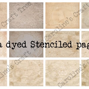 Coffee Dyed Lace Paper Digital Printable Kit, Junk journal, Hand Dyed Tea Paper, Ephemera, PaperCraft, Handmade pages,