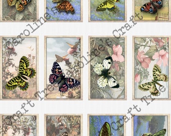 printable faux vintage butterfly tea cards, download ephemera, junk journals, journaling, scrapbooking, crafts, mixed media, embellishment