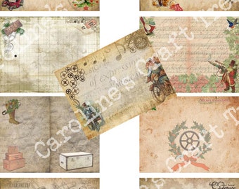 christmas steampunk digital junk journal kit, instant download, ephemera, scrapbooking, printable, embellishment, paper crafts,