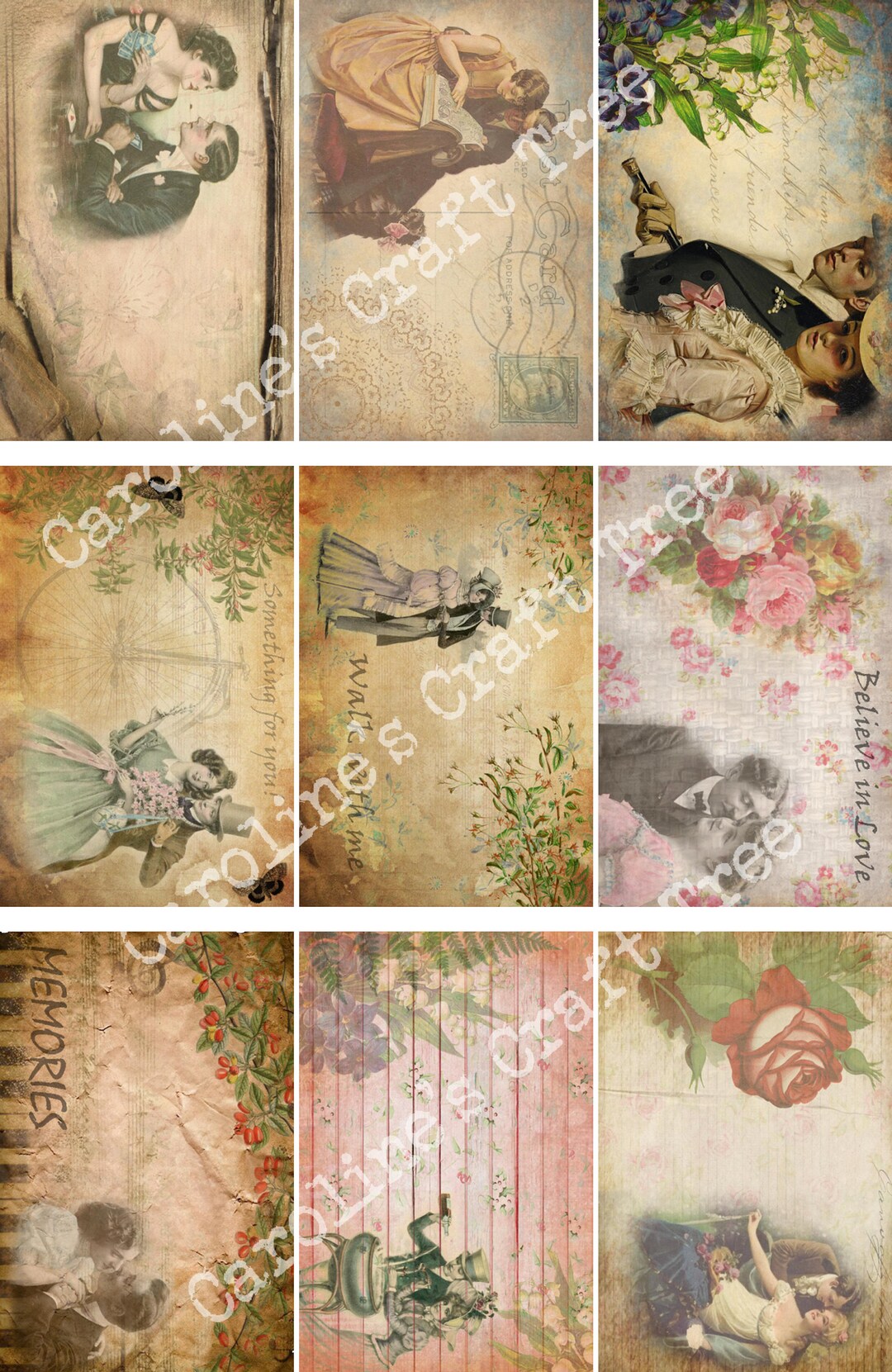 9 Journal Card Set for Your Journals or Scrapbooking Projects, Digital ...