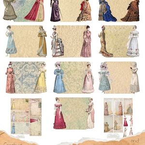 vintage lady themed digital junk journal kit, instant download, ephemera, journaling, scrapbooking, printable, embellishment, paper crafts
