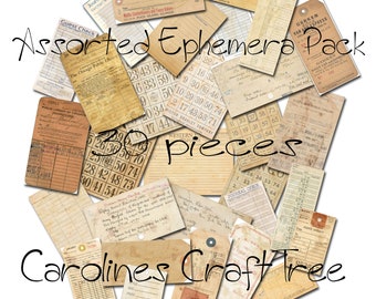ephemera pack journaling cards, bingo, library, timecards, journals, instant download, junk journal, scrapbooking, printable, embellishment