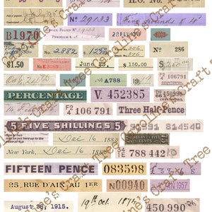 number labels digital junk journal kit, vintage style, printable, download ephemera, journaling, scrapbooking, mixed media, embellishment