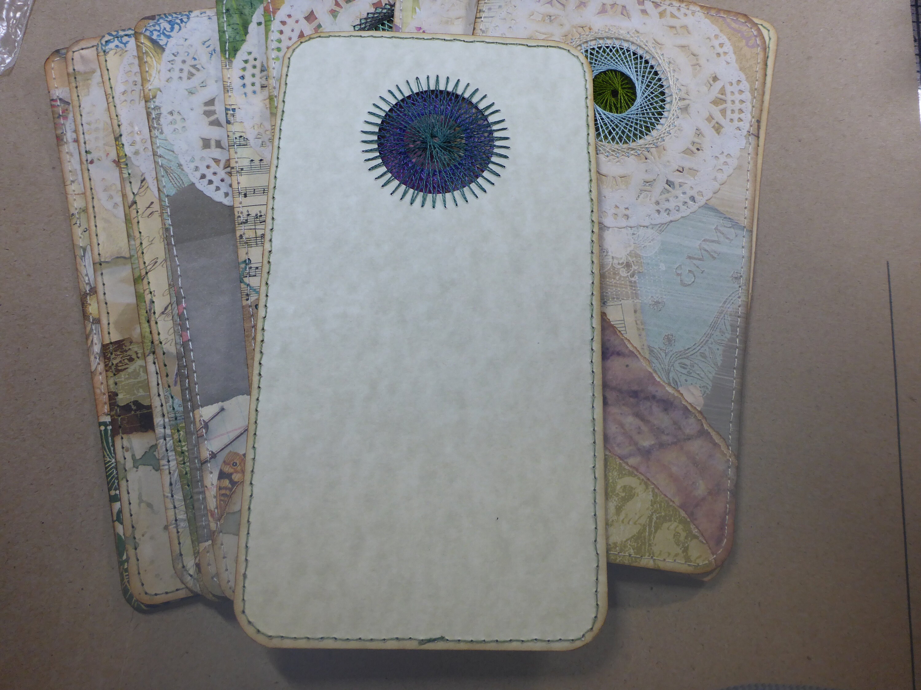 Hand Stitched Junk Journal Card Set With Pockets Tags Etsy