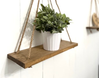 Hanging Shelf, wood shelf, simple shelf, rustic shelf, living room shelf, triangle plant shelf, farmhouse decor, plant shelf