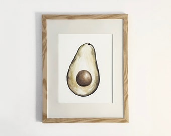 Avocado, watercolor print