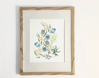 The Blues, watercolor floral print