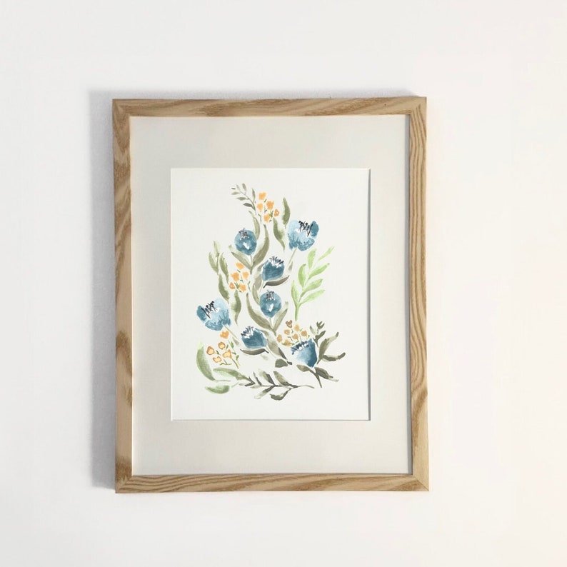 The Blues, watercolor floral print image 1