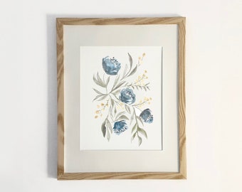 The Blue Bundle, watercolor floral print