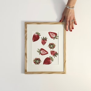 Strawberries, watercolor print