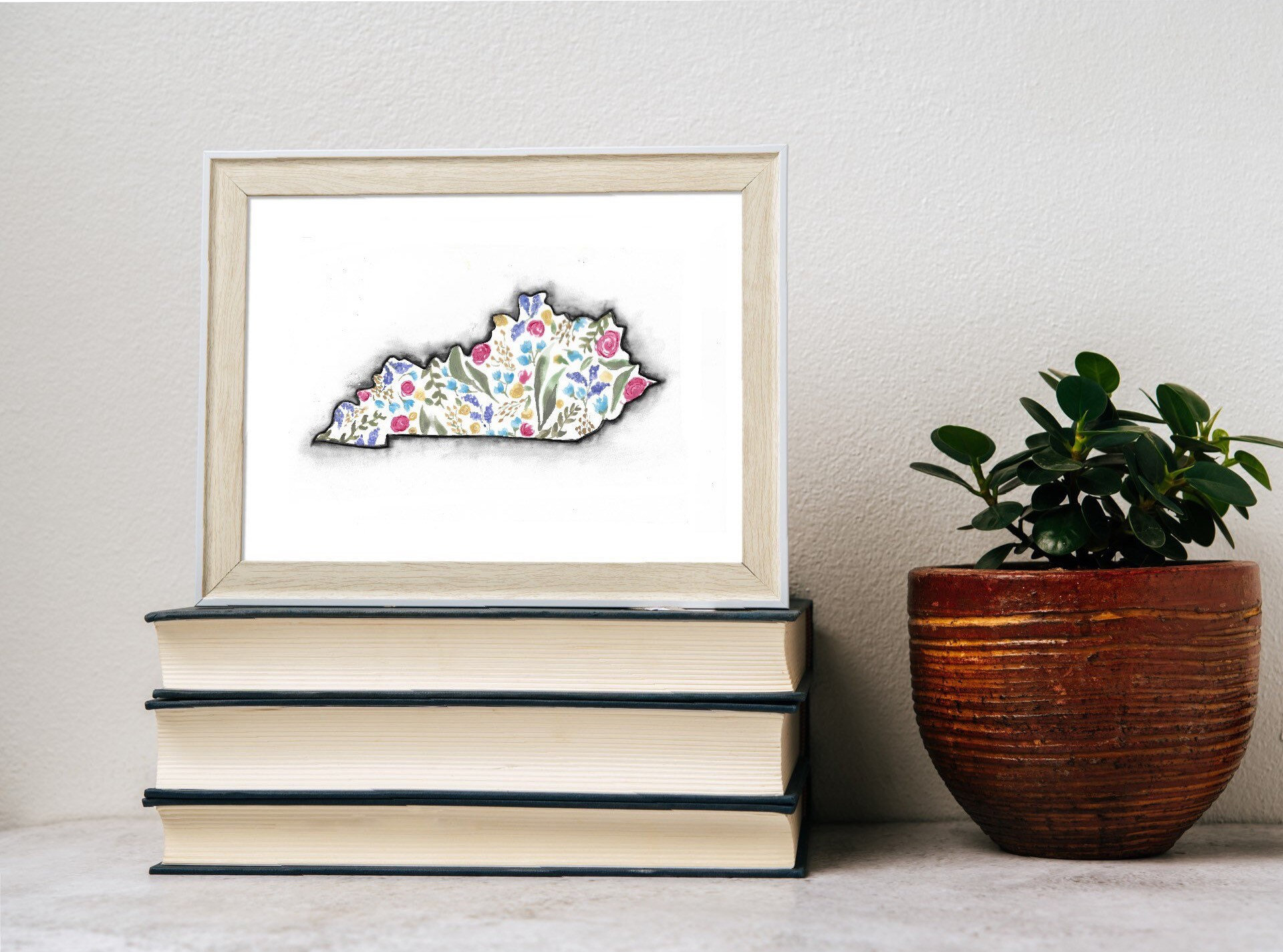 Floral State Print, watercolor