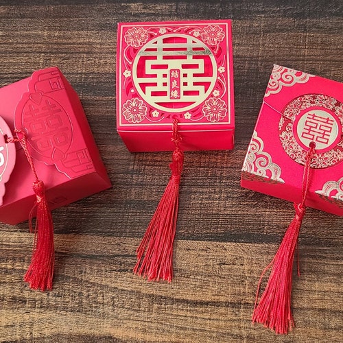 Chinese Wedding Favor Boxes Double Happiness Gift Boxes Etsy