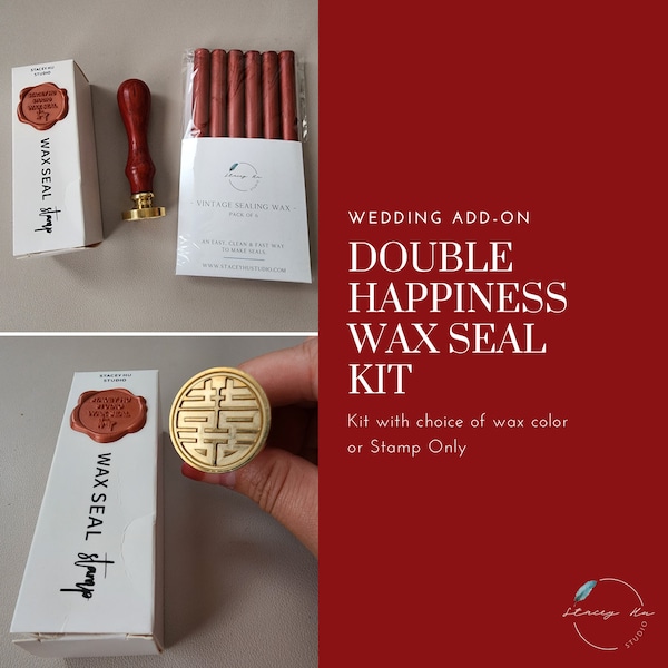 Double Happiness Wax Seal Stamp Kit | custom wedding stationary | Chinese wedding wax stamp seal | sealing wax  stamp | seal stamp wedding