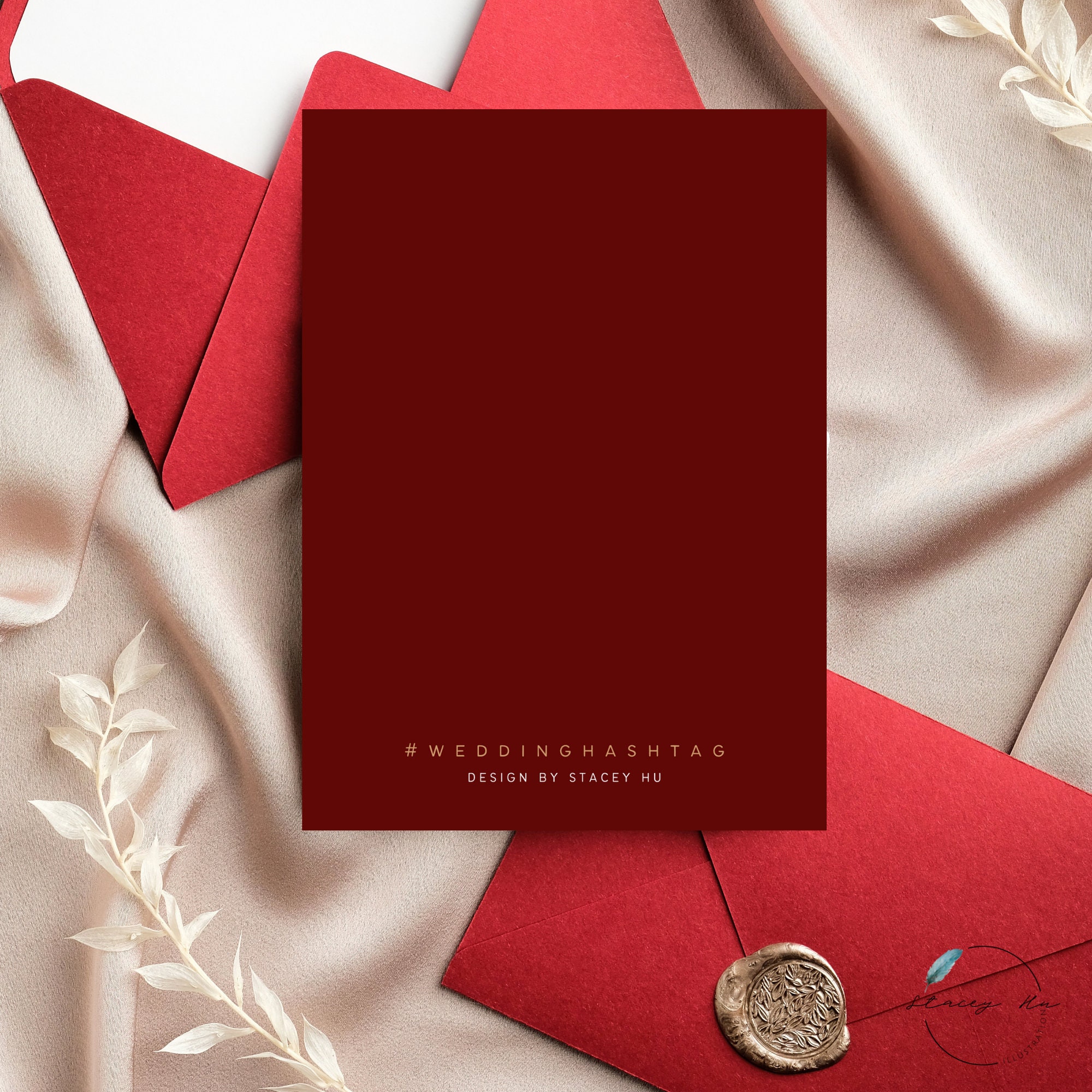 Modern Red and Gold Asian Theme Wedding Folded Card Invitation - Etsy