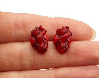 Anatomical Heart Stud Earrings Horror Halloween Goth Gift Medical Cardiac Biology Science  Inspired Cardiovascular Accessory