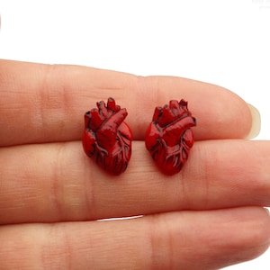 Anatomical Heart Stud Earrings Horror Halloween Goth Gift Medical Cardiac Biology Science  Inspired Cardiovascular Accessory