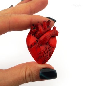 Anatomical Heart Pin Realistic Anatomy Art Horror Halloween Brooch Gift for Doctor Nurse, Medical student