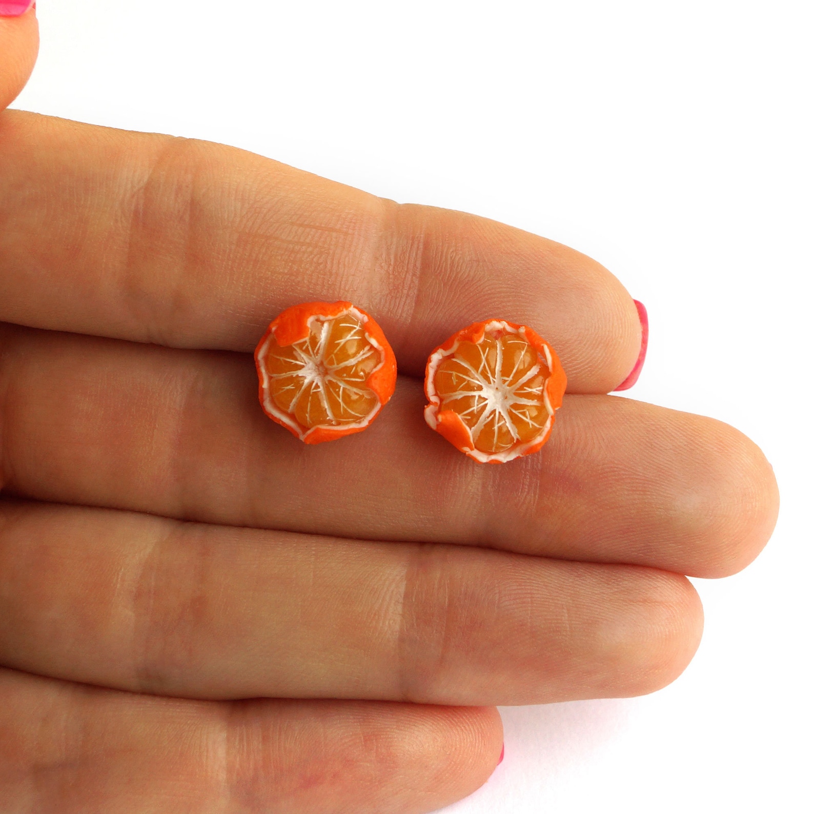 Mini Tangerine Stud Earrings Whole and Peeled Realistic Etsy