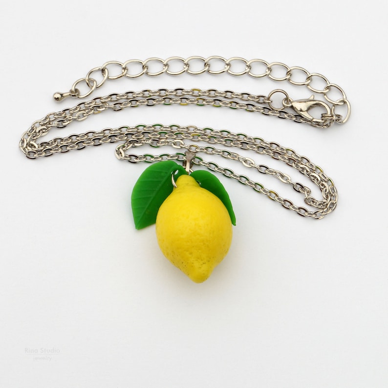 Lemon Necklace Realistic Tiny Lemon Pendant Vegan Jewelry Etsy