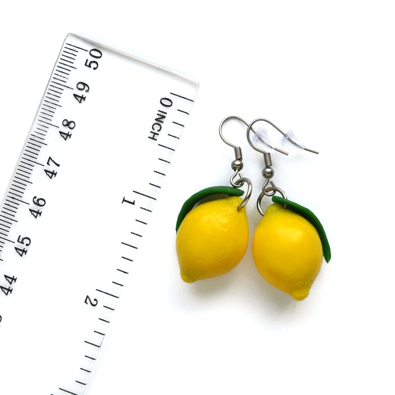 Lemon Earrings Fresh Fruit Jewelry Yellow Green Juicy Citrus Etsy