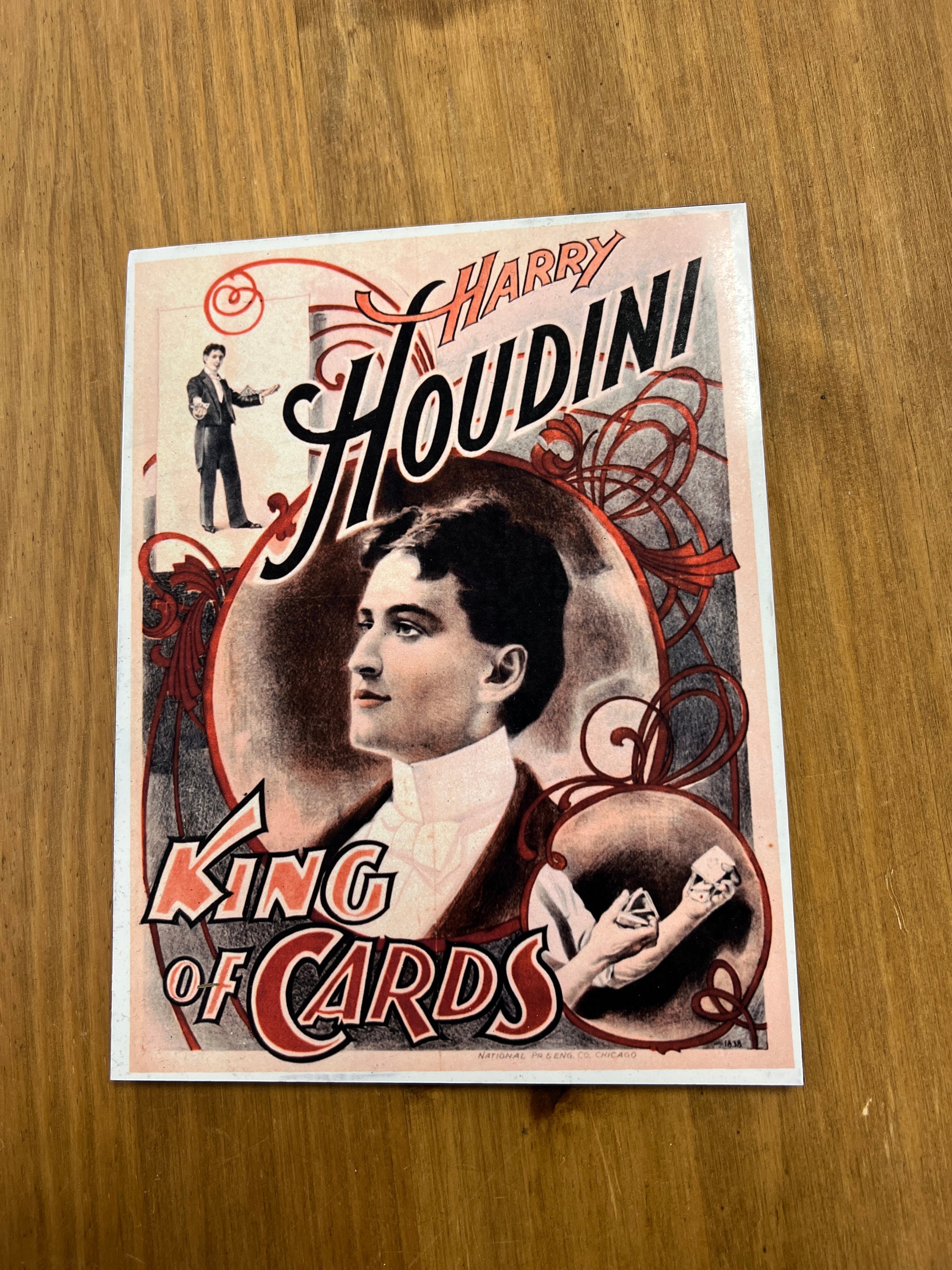 Harry Houdini King Of Cards Magician Printed Metal 20.4cm x 15.2cm