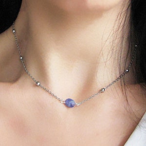 Amethyst Necklace, Crystal Necklace, Gemstone Choker, Amethyst Choker, February Birthstone Necklace