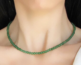 Groene Aventurijn ketting, Crystal Choker, Aventurijn sieraden, kralen ketting