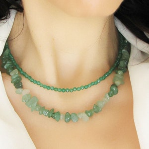Green Aventurine Necklace, Aventurine Jewelry, Beaded Necklace, Stone Choker