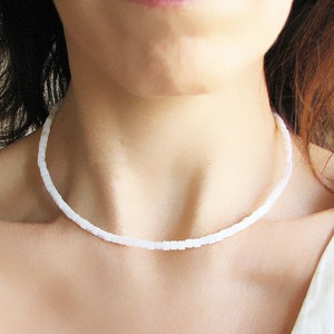 Collar de nácar, collar de conchas blancas, gargantilla de cuentas