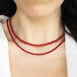 Carnelian Necklace, Gemstone Beaded Necklace, Carnelian Jewelry, Choker Necklace For Women