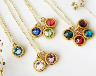 Birthstone Necklace, Personalized Family Necklace, Birthstone Jewelry, Unique Birthday Gift