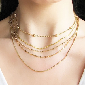 18k Gold Filled Halskette, Zierliche Kettenhalskette, Layering Halskette