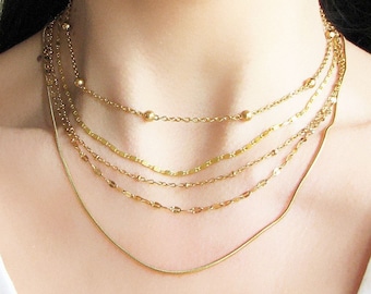 Collana riempita d'oro 18k, collana a catena delicata